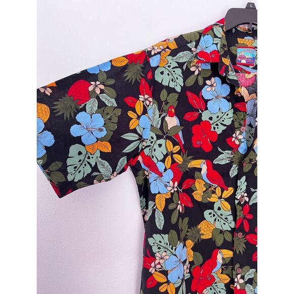 Reyn Spooner Hawaiian shirt vibrant floral and toucan bird pattern size Large - Picture 3 of 9